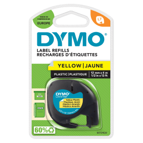 Compatible Dymo 91202 Black On Yellow LetraTag Adhesive Plastic Tape 12mm x 4m
