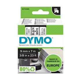 Original Dymo 40913 Black On White D1 Adhesive Labelling Tape 9mm x 7m