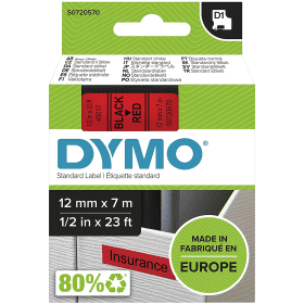 Original Dymo 45017 Black On Red D1 Adhesive Labelling Tape 12mm x 7m
