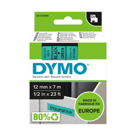 Original Dymo 45019 Black On Green D1 Labelling Tape 12mm x 7m